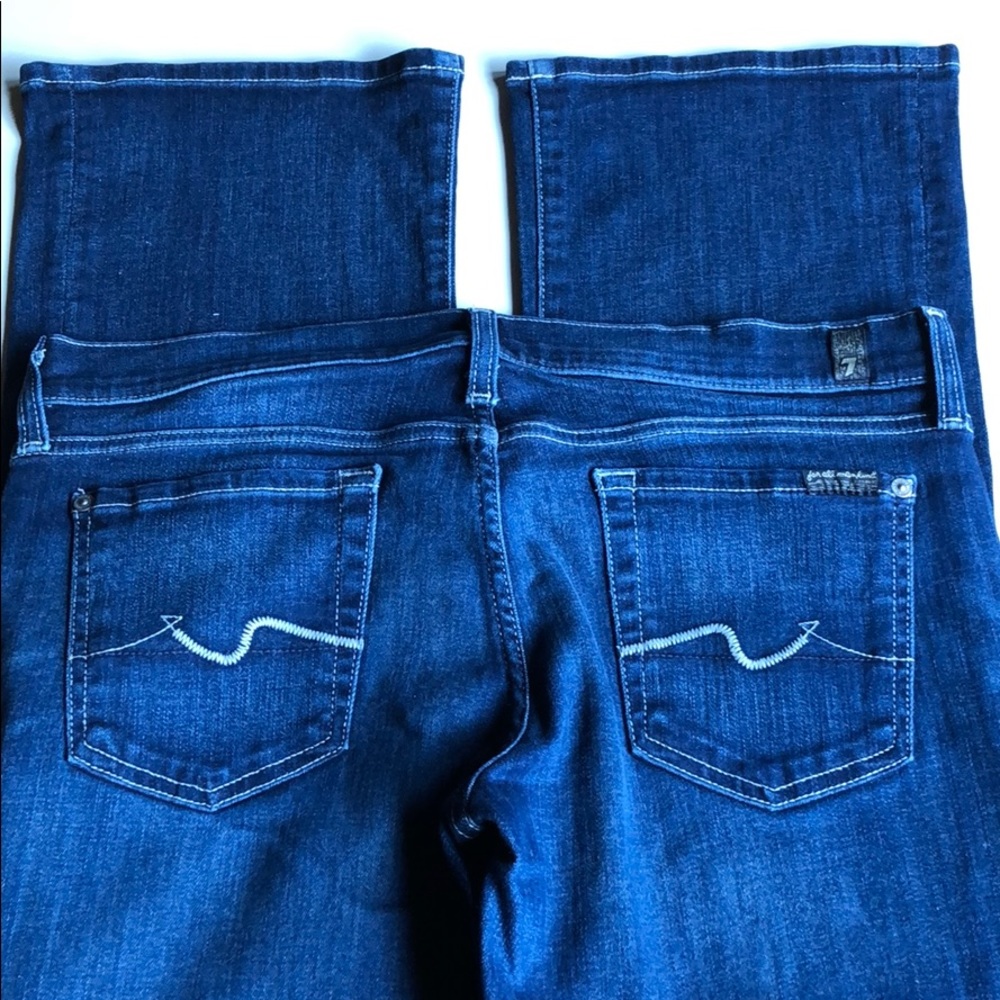 7 For All Mankind Women’s Boot Cut Jeans Dark Blue 30 Low Rise long 7FAMK - Picture 4 of 14